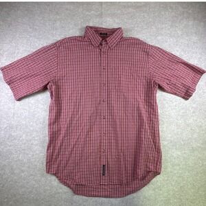 Consensus Sportswear Men's Button Down Short Sleeve Wrinkle‎ Free XLT Red Plaid